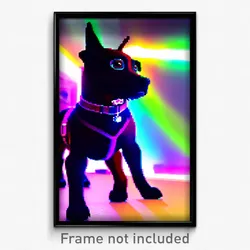 Pixel Art Poster - Digital Dog (8 Bit Psychedelic Trippy Weird Video Game Print)