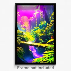 Pixel Art Poster - Cool Jungle (8 Bit Psychedelic Trippy Weird Video Game Print)