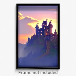 Pixel Art Poster - Hard To Find Castle (8 Bit Psychedelic Video Game Print)