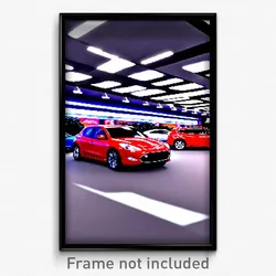 Pixel Art Poster - Gracious Car Dealership (8 Bit Psychedelic Video Game Print)
