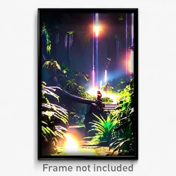 Pixel Art Poster - Black Jungle (8 Bit Psychedelic Trippy Video Game Print)