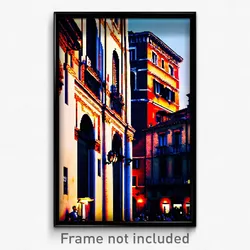 Pixel Art Poster - Bustling Italian Architecture (8 Bit Video Game Print)