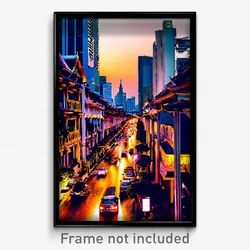 Pixel Art Poster - Elegant Thai City (8 Bit Psychedelic Trippy Video Game Print)