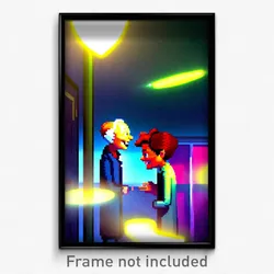 Pixel Art Poster - Animated Hospice (8 Bit Psychedelic Trippy Video Game Print)