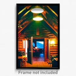 Pixel Art Poster - Big Cabin (8 Bit Psychedelic Trippy Weird Video Game Print)