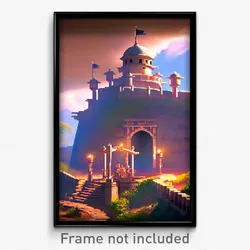 Pixel Art Poster - Accomplished Fort (8 Bit Psychedelic Trippy Video Game Print)