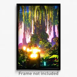 Pixel Art Poster - Prestigious Jungle (8 Bit Psychedelic Video Game Print)