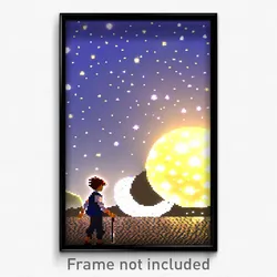 Pixel Art Poster - Starry Kame (8 Bit Psychedelic Trippy Weird Video Game Print)