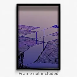 Pixel Art Poster - Complex Wire Frame Flood Plain (8 Bit Video Game Print)