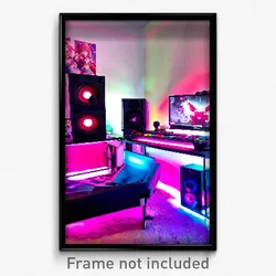 Pixel Art Poster - Rosy Gaming Room (8 Bit Psychedelic Trippy Video Game Print)