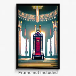 Pixel Art Poster - Slim Throne Room (8 Bit Psychedelic Trippy Video Game Print)