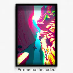 Pixel Art Poster - Cute Canyon (8 Bit Psychedelic Trippy Weird Video Game Print)