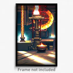 Pixel Art Poster - Swirly Foundry (8 Bit Psychedelic Trippy Video Game Print)