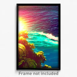 Pixel Art Poster - Vibrant Sea (8 Bit Psychedelic Trippy Weird Video Game Print)