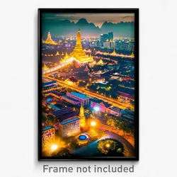 Pixel Art Poster - Bronze Thai City (8 Bit Psychedelic Trippy Video Game Print)