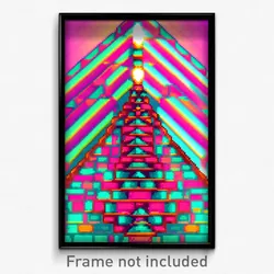 Pixel Art Poster - Glitch Art Pyramid (8 Bit Psychedelic Video Game Print)