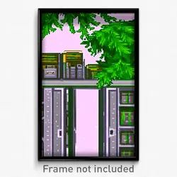 Pixel Art Poster - Evergreen Storage Room (8 Bit Psychedelic Video Game Print)