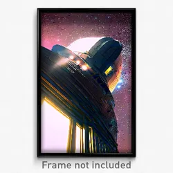 Pixel Art Poster - Narrow Observatory (8 Bit Psychedelic Video Game Print)