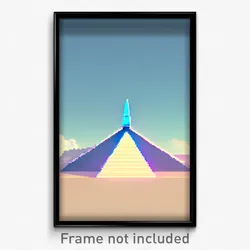 Pixel Art Poster - Sky Blue Pyramid (8 Bit Psychedelic Trippy Video Game Print)