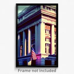 Pixel Art Poster - Superficial American Architecture (8 Bit Video Game Print)