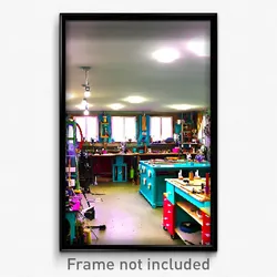 Pixel Art Poster - Quirky Workshop (8 Bit Psychedelic Trippy Video Game Print)