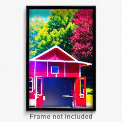 Pixel Art Poster - Red Outbuilding (8 Bit Psychedelic Trippy Video Game Print)