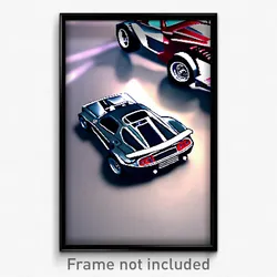 Pixel Art Poster - Metallic Racecar (8 Bit Psychedelic Trippy Video Game Print)