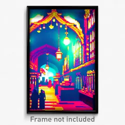 Pixel Art Poster - Velvety Bazaar (8 Bit Psychedelic Trippy Video Game Print)
