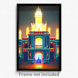 Pixel Art Poster - Artistic Palace (8 Bit Psychedelic Trippy Video Game Print)