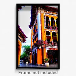 Pixel Art Poster - Far Mexican Architecture (8 Bit Psychedelic Video Game Print)
