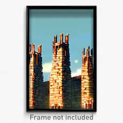 Pixel Art Poster - Tall Ramparts (8 Bit Psychedelic Trippy Video Game Print)