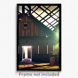 Pixel Art Poster - Squiggly Barn (8 Bit Psychedelic Trippy Video Game Print)