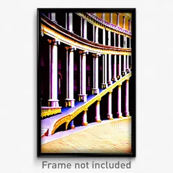Pixel Art Poster - Golden Colosseum (8 Bit Psychedelic Trippy Video Game Print)