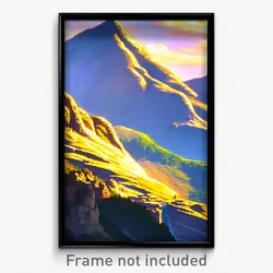Pixel Art Poster - Artistic Mountain (8 Bit Psychedelic Trippy Video Game Print)