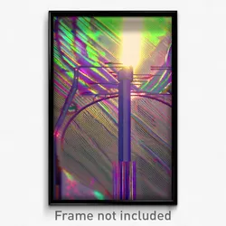 Pixel Art Poster - Wire Frame Glitchy Fairground (8 Bit Video Game Print)