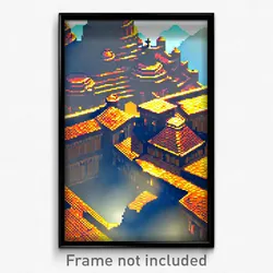 Pixel Art Poster - Giant Citadel (8 Bit Psychedelic Trippy Video Game Print)