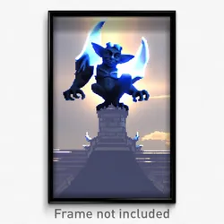 Pixel Art Poster - Virtual Gargoyle (8 Bit Psychedelic Trippy Video Game Print)