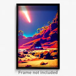 Pixel Art Poster - Vibrant Promontory (8 Bit Psychedelic Video Game Print)