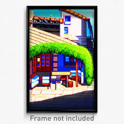 Pixel Art Poster - Tiny Terrace (8 Bit Psychedelic Trippy Video Game Print)