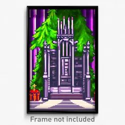 Pixel Art Poster - Evergreen Throne Room (8 Bit Psychedelic Video Game Print)