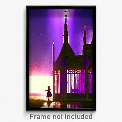 Pixel Art Poster - Violet Stockade (8 Bit Psychedelic Trippy Video Game Print)