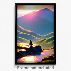 Pixel Art Poster - Mountainous Plains (8 Bit Psychedelic Video Game Print)
