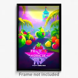 Pixel Art Poster - Fruity Hospice (8 Bit Psychedelic Trippy Video Game Print)