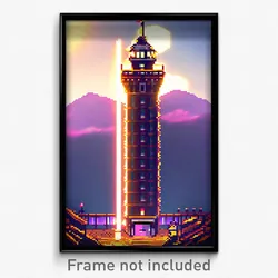 Pixel Art Poster - Brilliant Tower (8 Bit Psychedelic Trippy Video Game Print)