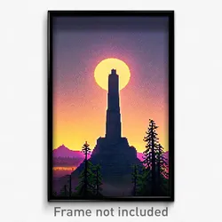Pixel Art Poster - Beloved Butte (8 Bit Psychedelic Trippy Video Game Print)
