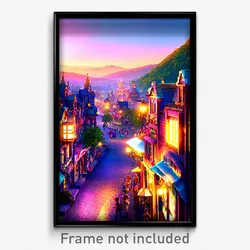 Pixel Art Poster - Treasured Town (8 Bit Psychedelic Trippy Video Game Print)