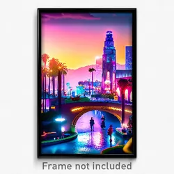 Pixel Art Poster - Whimsical Los Angeles (8 Bit Psychedelic Video Game Print)