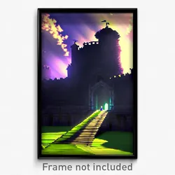 Pixel Art Poster - Wicked Fort (8 Bit Psychedelic Trippy Weird Video Game Print)