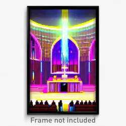 Pixel Art Poster - Liquid Chapel (8 Bit Psychedelic Trippy Video Game Print)