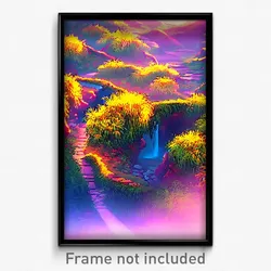 Pixel Art Poster - Enchanted Grassland (8 Bit Psychedelic Video Game Print)